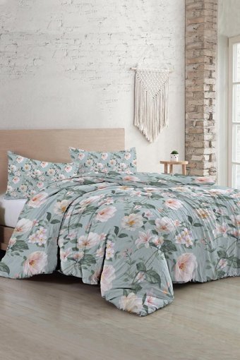 Monohome Spring Fresh Luxury Saten 4 Mevsim 200 x 220 cm Çarşaflı Çiçekli Çift Kişilik Nevresim Takımı Çok Renkli