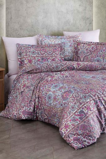 Varol Laura Home Eternity Bambu Saten 4 Mevsim 200 x 220 cm Çarşaflı Desenli Çift Kişilik Nevresim Takımı Çok Renkli