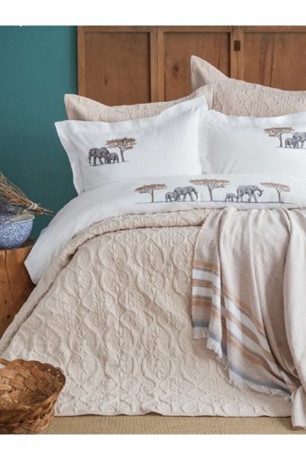 Apricitas Aleph Linen Pamuklu 4 Mevsim 200 x 220 cm Çarşaflı Desenli Çift Kişilik Nevresim Takımı Çok Renkli