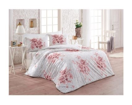 Kristal By Taç Henna Pamuklu 4 Mevsim 200 x 220 cm Çarşaflı Desenli Çift Kişilik Nevresim Takımı Pudra