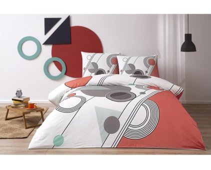 Taç Taç Felıx Pamuklu 4 Mevsim 200 x 220 cm Çarşaflı Desenli Çift Kişilik Nevresim Takımı Kırmızı
