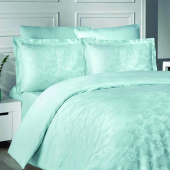 Maxstyle Evgenia Mint Saten 4 Mevsim 200 x 220 cm Çarşaflı Desenli Çift Kişilik Nevresim Takımı Mint Yeşili
