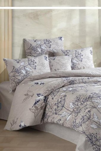 Çeyiz Diyarı Demet Pamuklu 4 Mevsim 200 x 220 cm Çarşaflı Çiçekli Çift Kişilik Nevresim Takımı Kahverengi