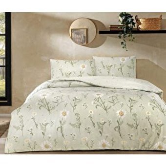 Taç Laurel Ranforce 4 Mevsim 200 x 220 cm Çarşaflı Çiçekli Çift Kişilik Nevresim Takımı Yeşil