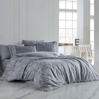 Hobby Poplin Poplin 4 Mevsim 200 x 220 cm Çarşaflı Desenli Çift Kişilik Nevresim Takımı Gri
