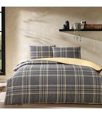 Taç Aspen Ranforce 4 Mevsim 200 x 220 cm Çarşaflı Desenli Çift Kişilik Nevresim Takımı Antrasit