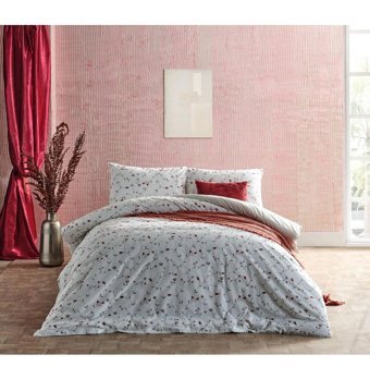 Doqu Home Elegan Ranforce 4 Mevsim 200 x 220 cm Çarşaflı Çiçekli Çift Kişilik Nevresim Takımı Beyaz