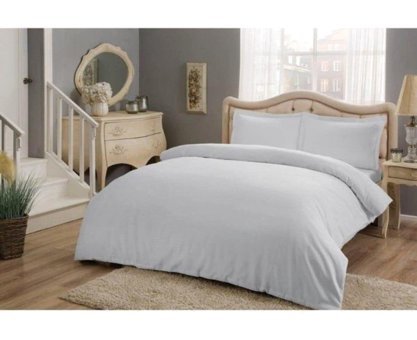 Taç Basic Saten 4 Mevsim 200 x 220 cm Çarşaflı Düz Çift Kişilik Nevresim Takımı Gri