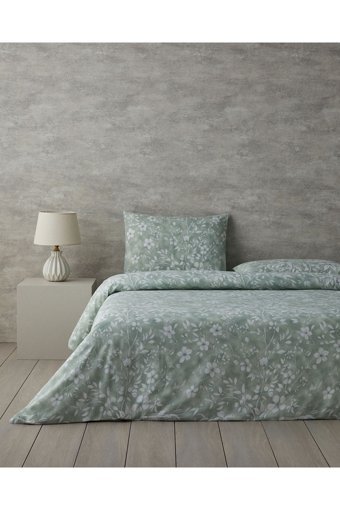 English Home Ivy Flowers Pamuklu 4 Mevsim 200 x 220 cm Çarşaflı Çiçekli Çift Kişilik Nevresim Takımı Yeşil