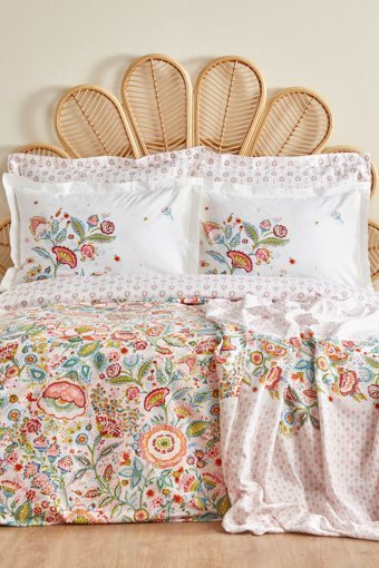 Karaca Home Sarthe Pamuklu 4 Mevsim 200 x 220 cm Çarşaflı Çiçekli Çift Kişilik Nevresim Takımı Çok Renkli