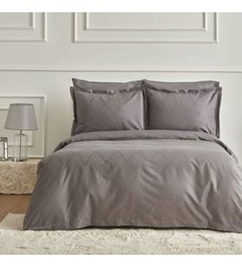 Karaca Home White Collection Lush Saten 4 Mevsim 200 x 220 cm Çarşaflı Desenli Çift Kişilik Nevresim Takımı Antrasit