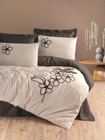 Cotton Box Brode Ranforce 4 Mevsim 200 x 220 cm Çarşaflı Desenli Çift Kişilik Nevresim Takımı Kahve