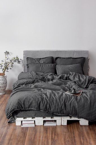 Ecocotton Pamuklu 4 Mevsim 200 x 220 cm Çarşaflı Desenli Çift Kişilik Nevresim Takımı Antrasit