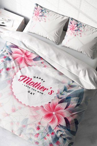 Monohome Mother's Day Saten 4 Mevsim 200 x 220 cm Çarşaflı Çiçekli Çift Kişilik Nevresim Takımı Çok Renkli
