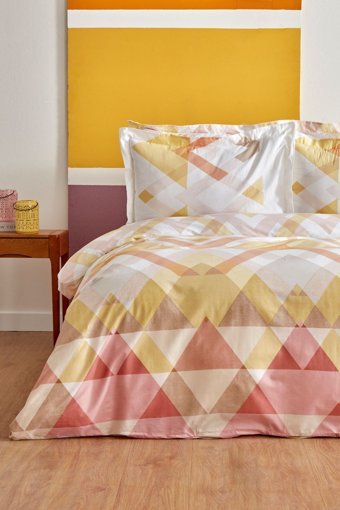Karaca Home Cleo Pamuklu 4 Mevsim 200 x 220 cm Çarşaflı Desenli Çift Kişilik Nevresim Takımı Turuncu