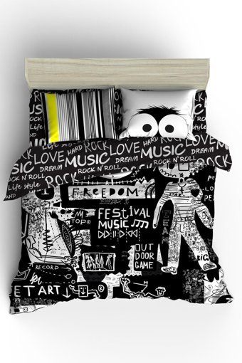 Helen George Music Pamuklu 4 Mevsim 200 x 220 cm Çarşaflı Music Çift Kişilik Nevresim Takımı Çok Renkli