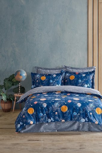 Soley Galaxy Pamuklu 4 Mevsim 200 x 220 cm Çarşaflı Desenli Çift Kişilik Nevresim Takımı Çok Renkli