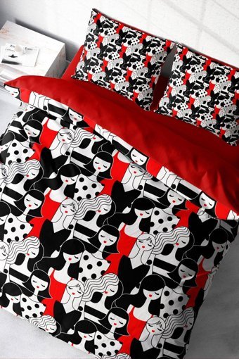 Monohome Womans Pattern 3D Pamuklu 4 Mevsim 200 x 220 cm Çarşaflı Desenli Çift Kişilik Nevresim Takımı Çok Renkli
