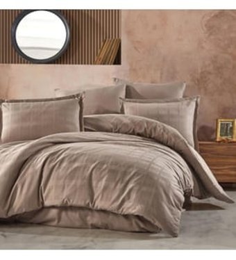 Clasy Marsela V4 Saten 4 Mevsim 200 x 220 cm Çarşaflı Desenli Çift Kişilik Nevresim Takımı Kahve