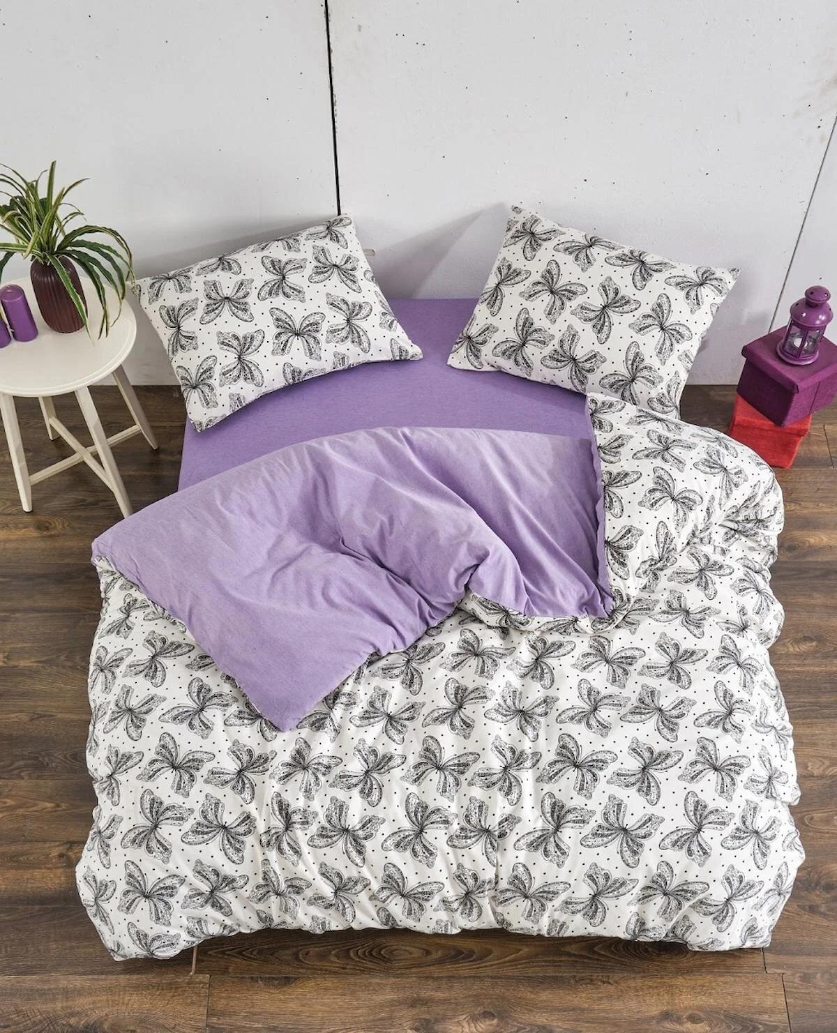 Kelebek Pamuklu 4 Mevsim 200 x 220 cm Çarşaflı Desenli Çift Kişilik Nevresim Takımı Çok Renkli
