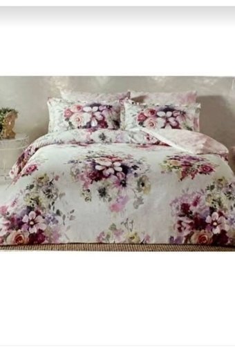 Taç puva Saten 4 Mevsim 200 x 220 cm Çarşaflı Desenli Çift Kişilik Nevresim Takımı Lila