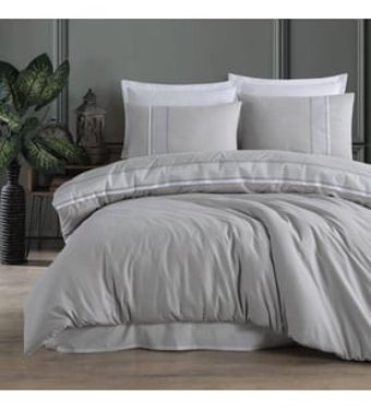 Clasy Tulkas V1 Ranforce 4 Mevsim 200 x 220 cm Çarşaflı Desenli Çift Kişilik Nevresim Takımı Gri