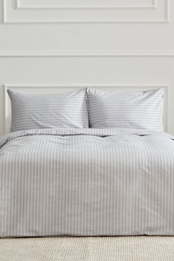 Karaca Home Josef Saten 4 Mevsim 200 x 220 cm Çarşaflı Desenli Çift Kişilik Nevresim Takımı Gri