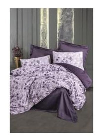 Cotton Box Willow Saten 4 Mevsim 200 x 220 cm Çarşaflı Desenli Çift Kişilik Nevresim Takımı Mor