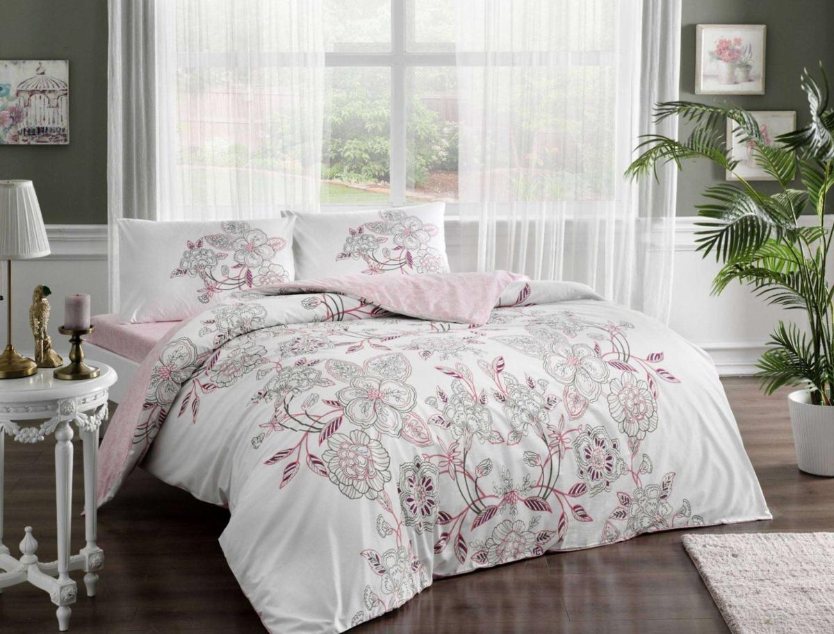 Taç Lucy Ranforce 4 Mevsim 160 x 220 cm Çarşaflı Desenli Çift Kişilik Nevresim Takımı Pembe