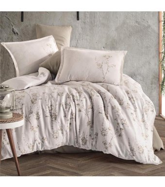 Clasy Terra V1 Pamuk Saten 4 Mevsim 200 x 220 cm Çarşaflı Desenli Çift Kişilik Nevresim Takımı Kahve
