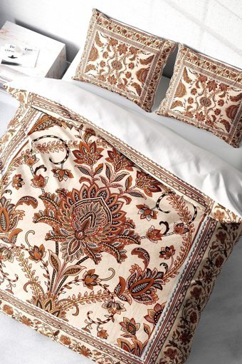 Monohome Brown Figure 3D Saten 4 Mevsim 200 x 220 cm Çarşaflı Desenli Çift Kişilik Nevresim Takımı Çok Renkli