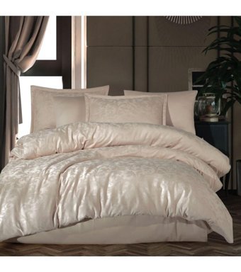 Clasy Payava V2 Pamuk Saten 4 Mevsim 200 x 220 cm Çarşaflı Desenli Çift Kişilik Nevresim Takımı Krem
