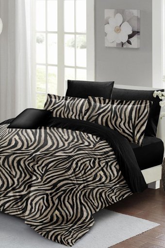 Monohome Black Zebra Saten 4 Mevsim 200 x 220 cm Çarşaflı Desenli Çift Kişilik Nevresim Takımı Çok Renkli