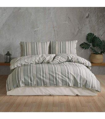 Clasy Dokya V1 Pamuklu 4 Mevsim 200 x 220 cm Çarşaflı Çizgili Çift Kişilik Nevresim Takımı Çok Renkli