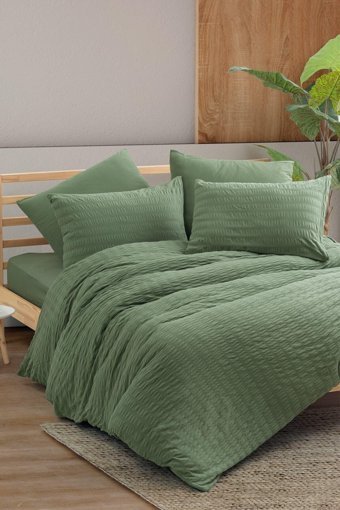 Cotton Box Crepe Pamuklu 4 Mevsim 200 x 220 cm Çarşaflı Desenli Çift Kişilik Nevresim Takımı Yeşil