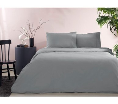 Taç Basic Ranforce 4 Mevsim 200 x 220 cm Çarşaflı Düz Çift Kişilik Nevresim Takımı Antrasit