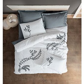 Cotton Box Ranforce 4 Mevsim 200 x 220 cm Çarşaflı Desenli Çift Kişilik Nevresim Takımı Gri