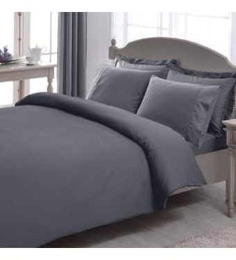 Taç Stripe Pamuklu 4 Mevsim 200 x 220 cm Çarşaflı Düz Çift Kişilik Nevresim Takımı Gri