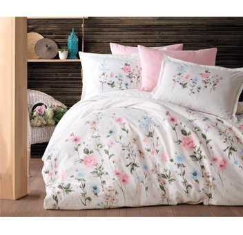 Clasy Palitra V1 Pamuklu 4 Mevsim 200 x 220 cm Çarşaflı Desenli Çift Kişilik Nevresim Takımı Pudra