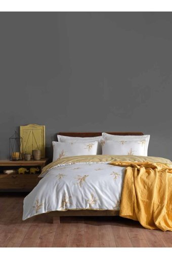 Bluenity Goldy Pamuklu 4 Mevsim 200 x 220 cm Çarşaflı Desenli Çift Kişilik Nevresim Takımı Çok Renkli