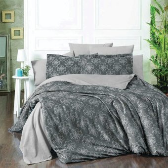 Maxstyle Vintage Lyocell Pamuklu 4 Mevsim 200 x 220 cm Çarşaflı Desenli Çift Kişilik Nevresim Takımı Antrasit