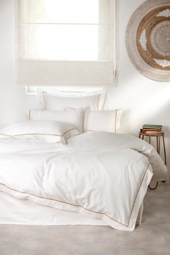 Ecocotton Meva Pamuk Saten 4 Mevsim 200 x 220 cm Çarşaflı Desenli Çift Kişilik Nevresim Takımı Krem