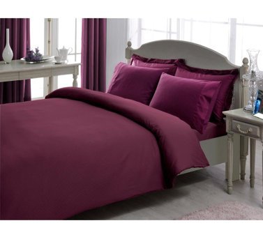 Taç Basic Saten 4 Mevsim 200 x 220 cm Çarşaflı Desenli Çift Kişilik Nevresim Takımı Mürdüm