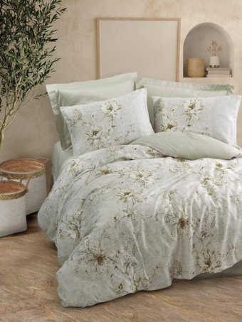Cotton Box Lucida Saten 4 Mevsim 200 x 220 cm Çarşaflı Desenli Çift Kişilik Nevresim Takımı Bej