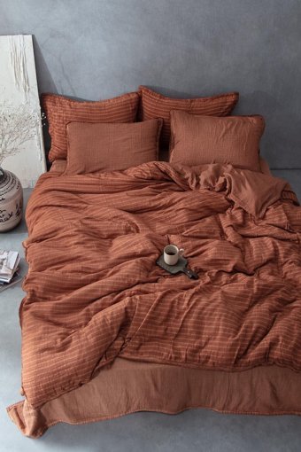 Ecocotton Pamuklu 4 Mevsim 200 x 220 cm Çarşaflı Desenli Çift Kişilik Nevresim Takımı Taba