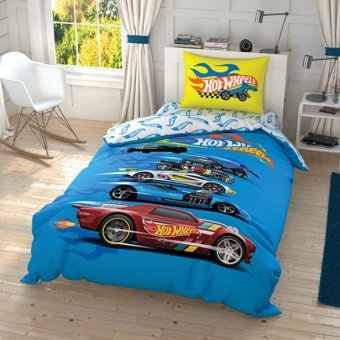 Taç Hot Wheels Pamuklu 4 Mevsim 160 x 220 cm Çarşaflı Desenli Çift Kişilik Nevresim Takımı Çok Renkli
