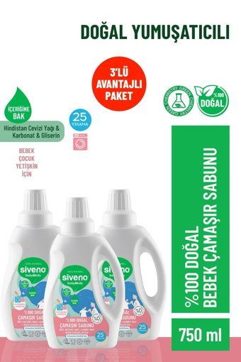 Siveno Bitkisel 3x750 ml Sıvı Bebek Deterjanı