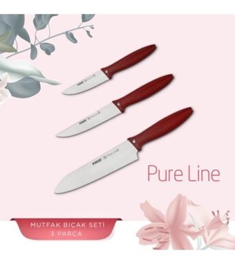 Pirge Pureline 48010 Çelik Düz 9 - 12 - 19 cm 3 Parça Ekmek Bıçağı