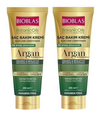 Bioblas Botanic Oils Argan Yağlı Silikonsuz Sülfatsız Etki Tuzsuz Boyalı Saçlar Tüm Saçlar İçin Kadın Saç Kremi 2x250 ml