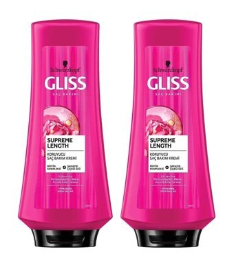 Gliss Supreme Length Biotin Kompleksi - Şakayık Çiçeği Etki Tüm Saçlar İçin Kadın Saç Kremi 2x360 ml